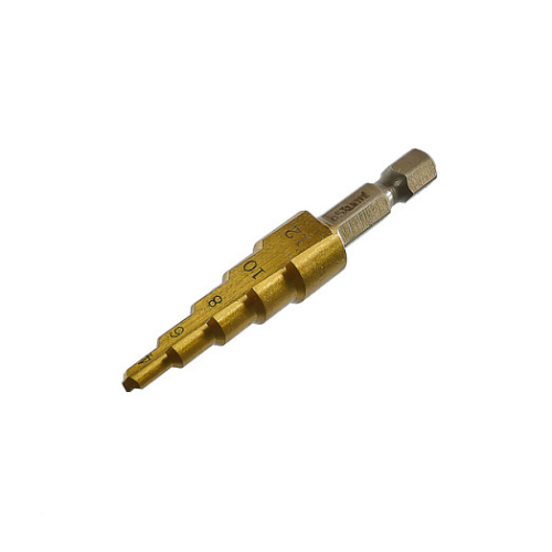 Сверло ступенчатое по металлу 4-12 мм шаг 1 мм HSS+TIN прямое STURM