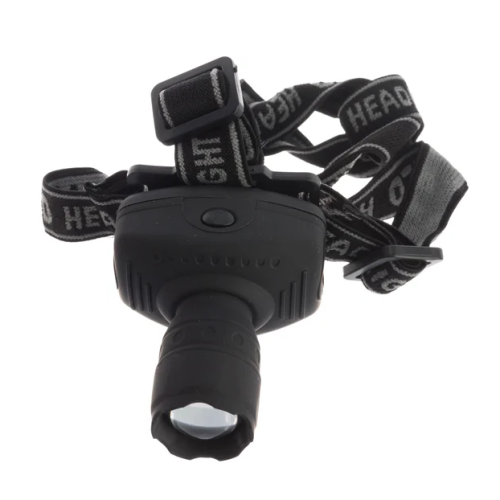 Фонарь налобный серый LED 5354 (1 ватт LED, ZOOM, 3 реж, 3хR03) /1/10/100/ UltraFlash 11549