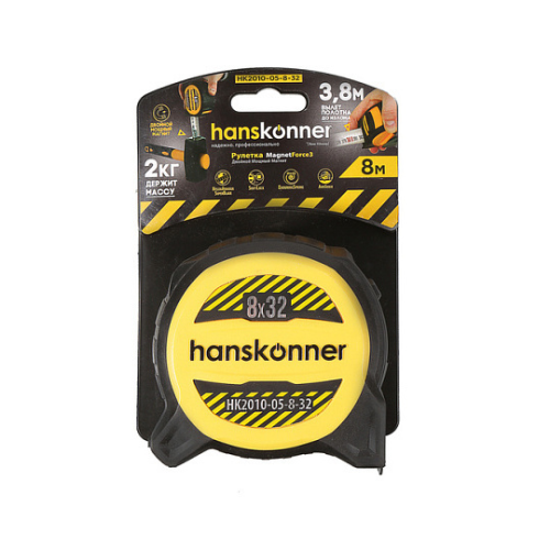 Рулетка  8 м x 32 мм с магнитом HANSKONNER HK2010-05-8-32