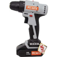 Аккумуляторная дрель-шуруповерт (20 В, 2 А/ч, 1400 об/мин) ДА-20-2ЛК-Б Ресанта 75/14/10