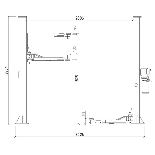 Подъёмник 2-х стоечный с нижней синхронизацией 4 т System4you T4 (380В)