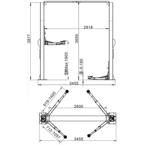 Подъемник 2-х стоечный 4 т ТЕМП TU4000R 220VC (220В)_01