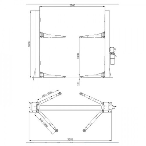 Подъёмник 2-х стоечный с нижней синхронизацией 4 т ТЕМП T4 220V C (220В)_01