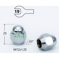 Гайка М12*1,25*25 Хром, конус, под ключ на 19мм MATRIX