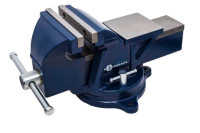 Тиски слесарные поворотные ширина губок 150 мм, захват 150 мм, 17 кг,  наковальня, коробка КОБАЛЬТ