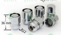 Комплект секретных гаек М12*1,50*36 Хром, сфера, закрытая, вращ. кольцо, с выступом. 2 ключ MATRIX