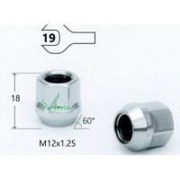 Гайка М12*1,25*18 Хром, конус с выступом под ключ на 19мм MATRIX