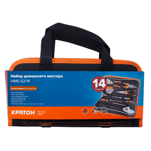 Набор инструментов универсальный бытовой 14 пр. КРАТОН HMS-02/14 2 12 14 002