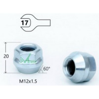 Гайка М12*1,50*20 Хром, конус с выступом под ключ 17мм MATRIX