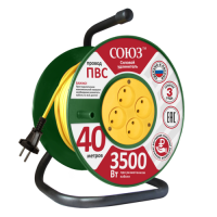 Удлинитель силовой на катушке ТМ Союз 3500 Вт 4 гн. 40 м 3304 51087