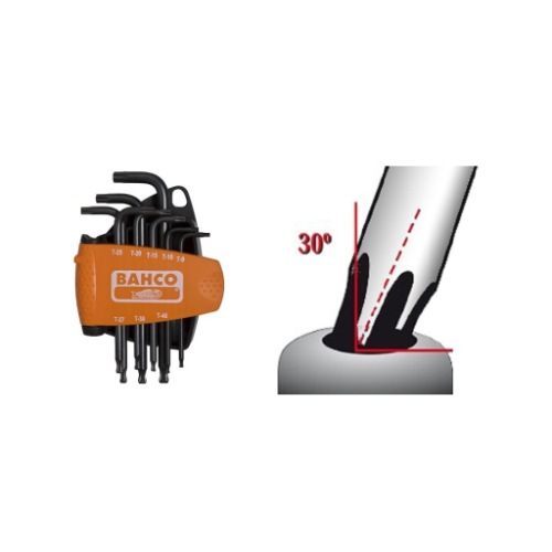Набор ключей Г-обр.Torx с отверстием TТ9-40 (8 пр.) BAHCO BE-9675 шарообразные
