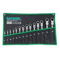 Набор ключей комбинированных трещоточных с шарниром 14 пр. 8-24 мм SATDFRO