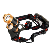 Фонарь налобный E1333 (акк 3,7В, золото /черный, 3LED, 4 Вт, 2 ак 4 реж) Ultraflash 13903