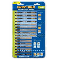 Набор пилок для лобзика универсальный, 8 типов, 16 шт, блистер ПРАКТИКА 244-391