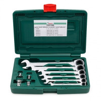 Набор ключей комбинированных трещоточных 10 пр. 8-19 мм HANS 16651MB с адаптерами