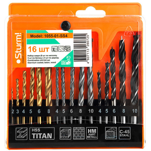 Набор сверл универсальный 16 пр. STURM 1055-01-SS4